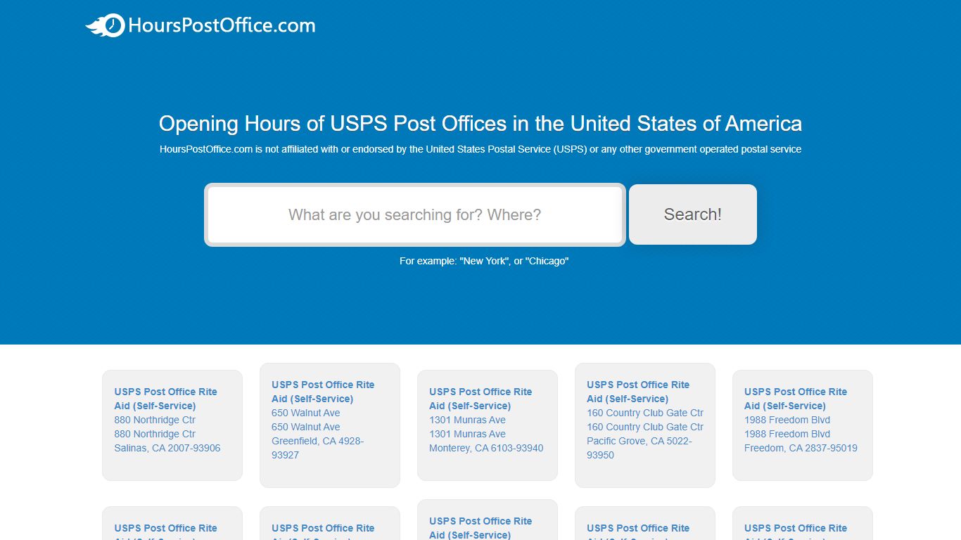 Opening Hours Opening Hours of USPS Post Offices in the United States ...