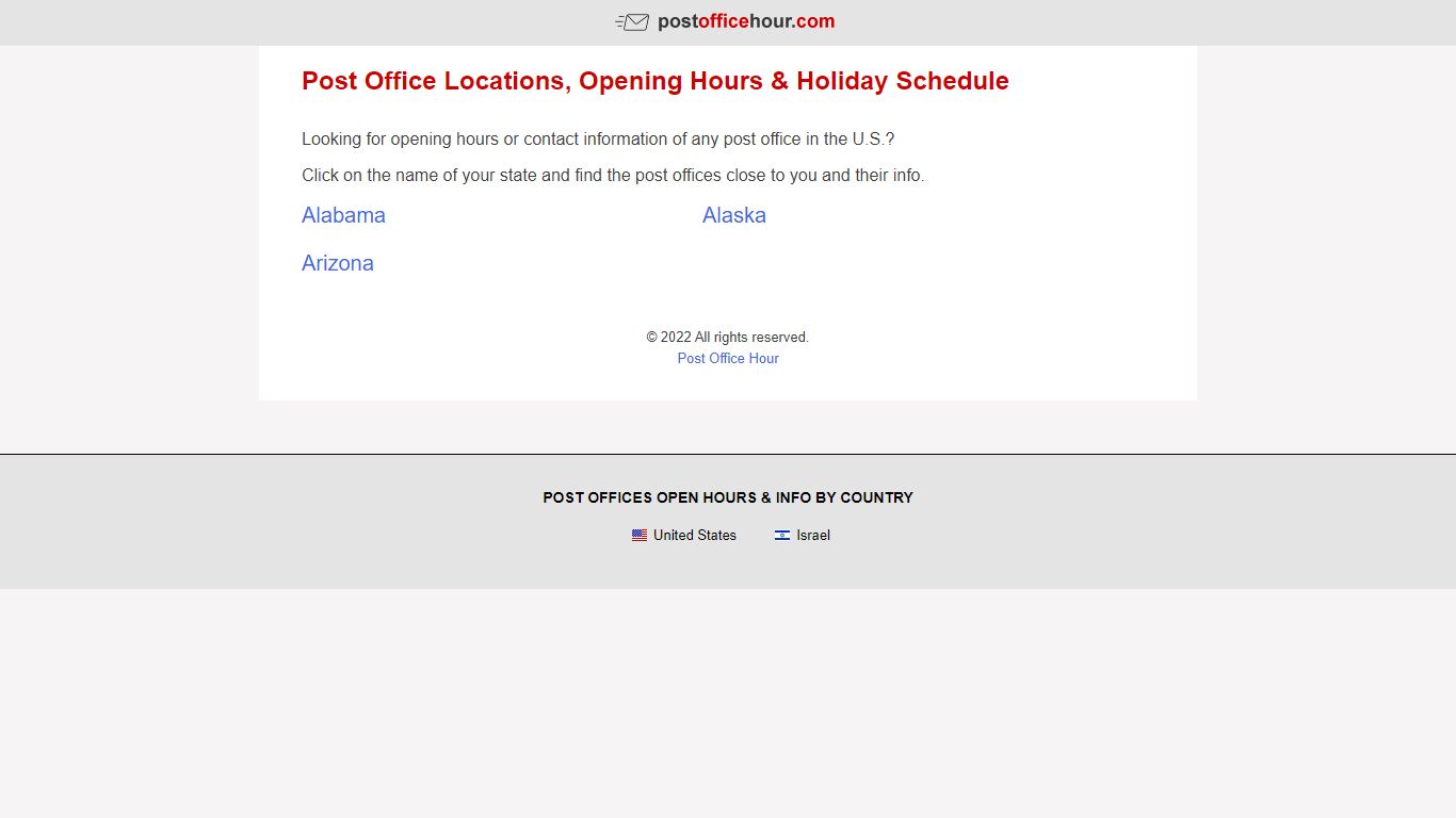 Post Office Locations, Opening Hours & Holiday Schedule